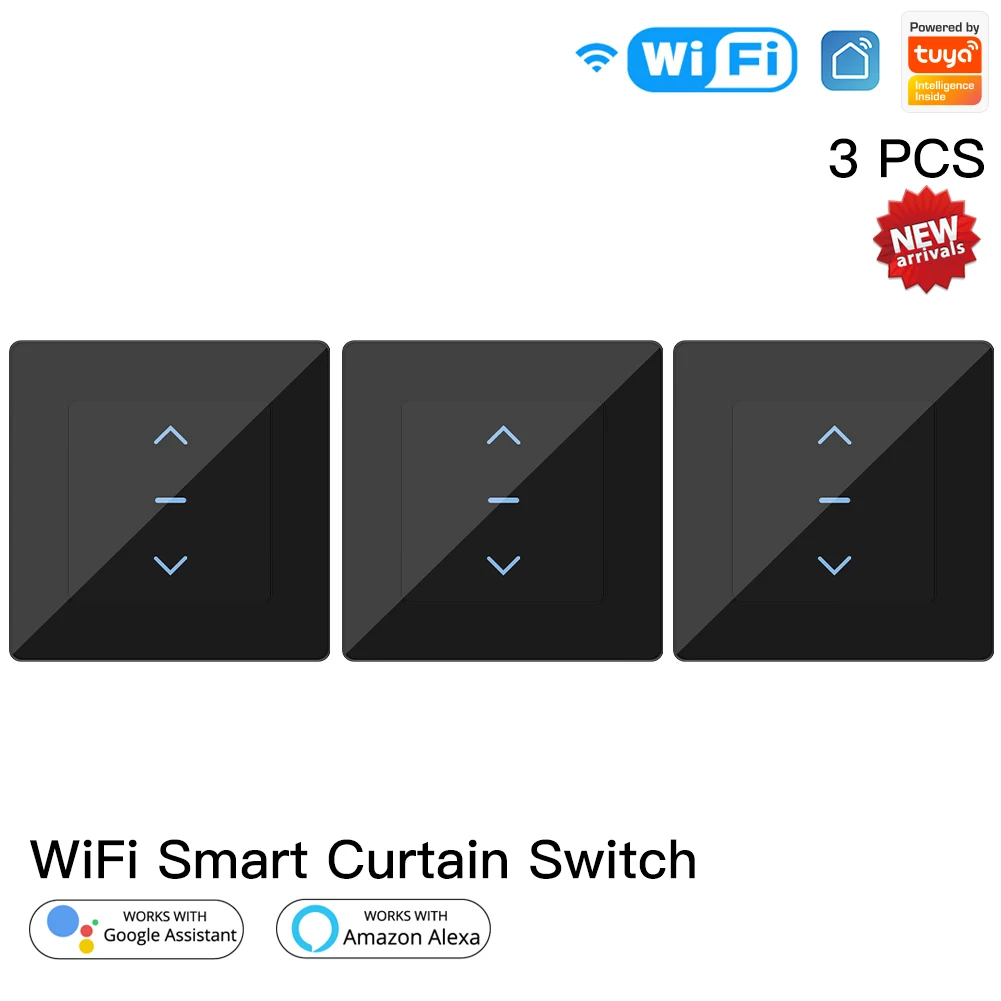 Neues WiFi Smart Curtain Switch Touch Design für motorisierte Vorhänge und Rollos funktionieren mit der Tuya Smart Life App Alexa Google
