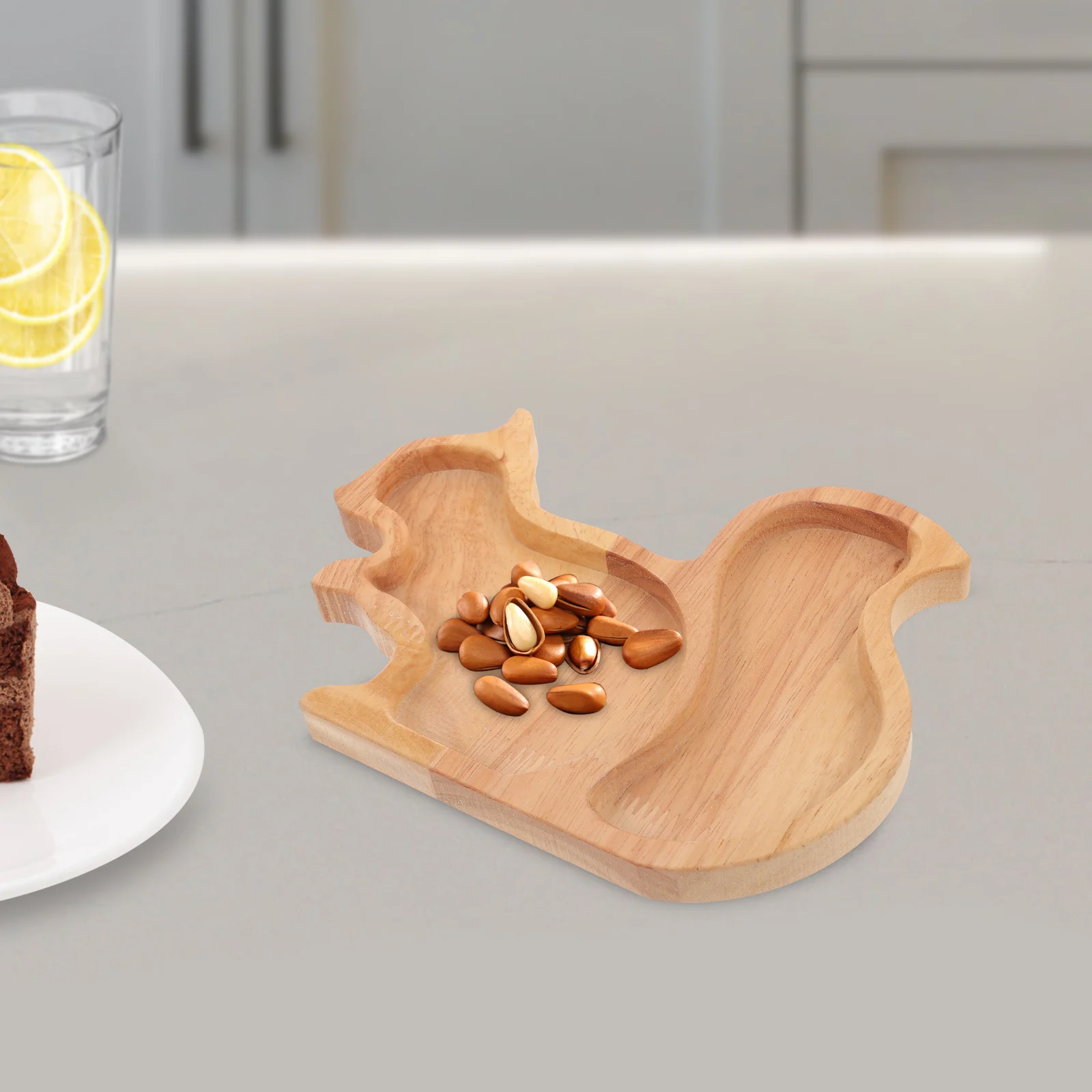 

Wood Dessert Plate Wooden Tray Snack Plate Dried Fruit Plate Squirrel Shaped Tray Dry Fruits Nuts Plate for Serving Food Dish