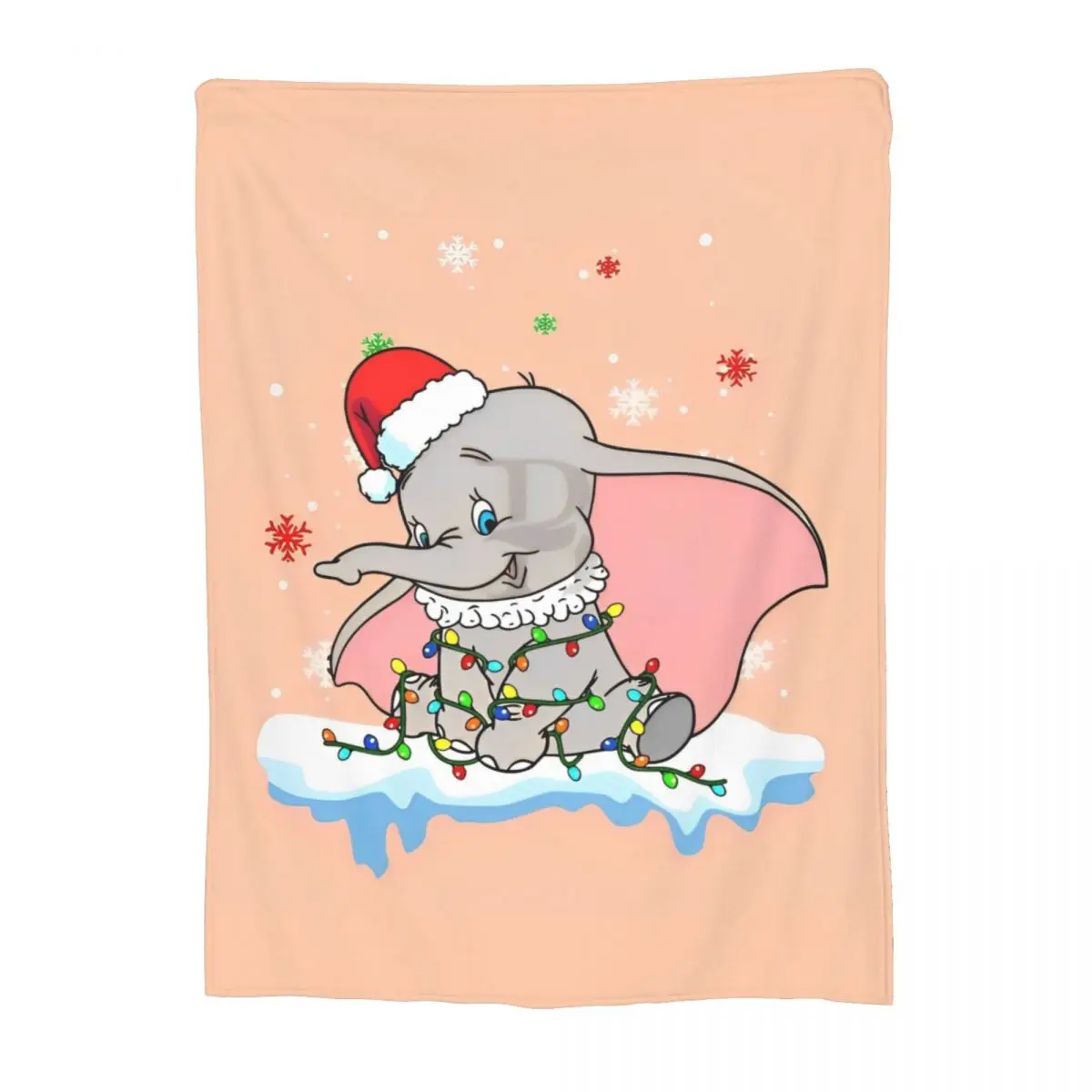 Cute Cartoon Dumbo Merry Christmas Knitted Blanket Fleece Fantasy Lightweight Thin Throw Blanket for Airplane Travel Bedspread