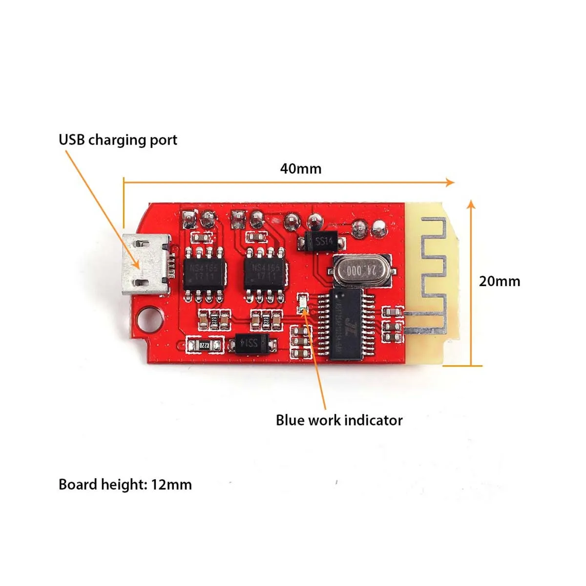 2Pcs CT14 Miniature 4.2 Stereo Bluetooth Amplifier Board Audio Module Class F 5W+5W with Charging DIY Modified Speaker