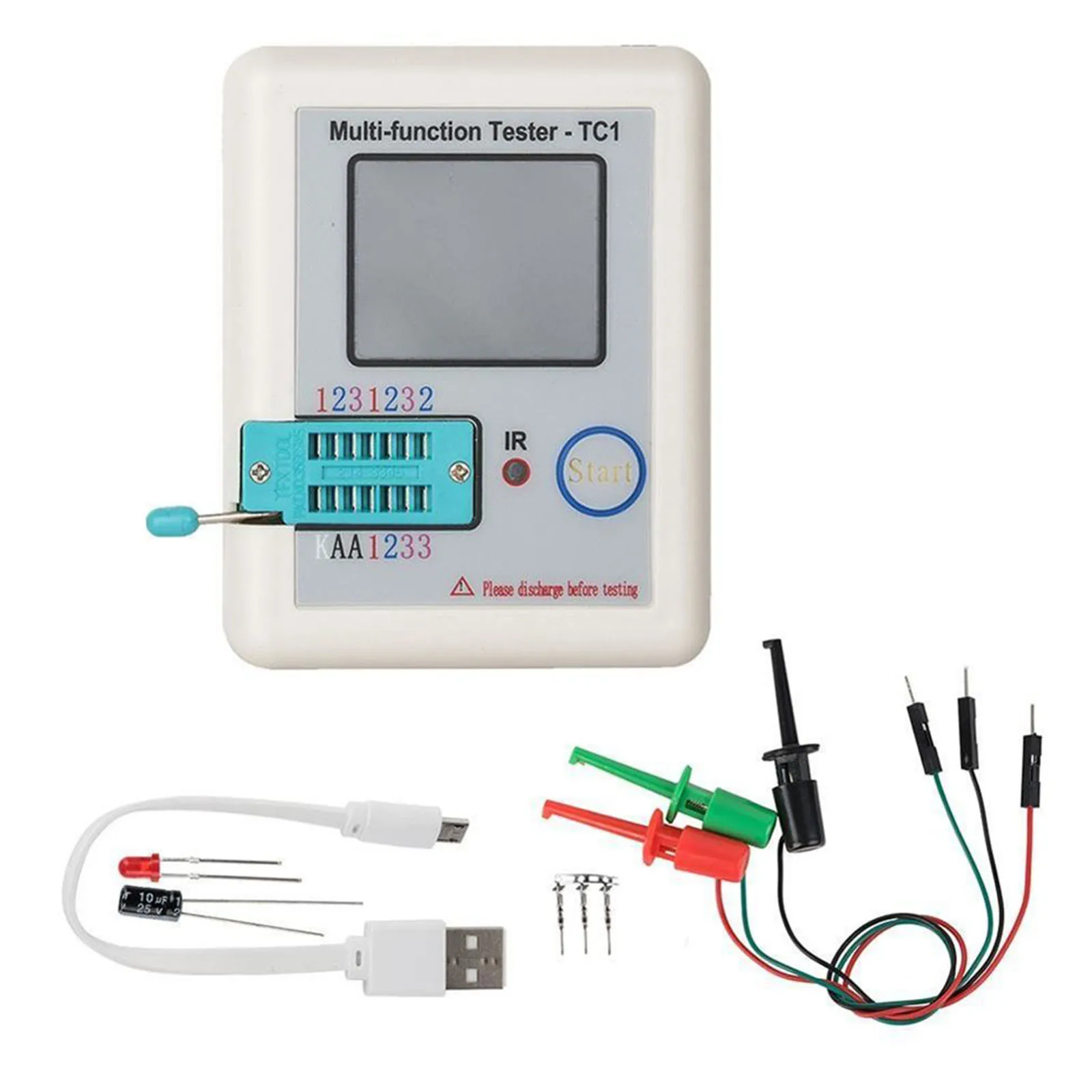 LCR-TC1 1.8 Inch Color TFT Display Multi-function Transistor Tester For NPN PNP MOSFET Diode Capacitor Resistor Meter Tool