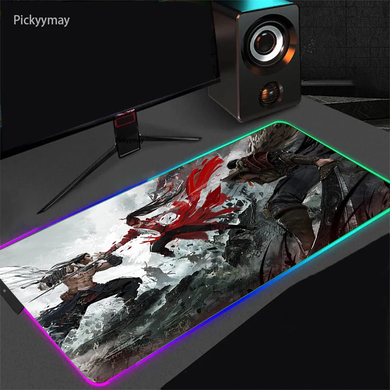 Imagem -03 - Naraka Gaming Mouse Pad Teclado Rgb Mesa Tapete de Mesa pc Acessórios de Jogos Retroiluminado Anime Mousepad Led Gamer Computador Tapete