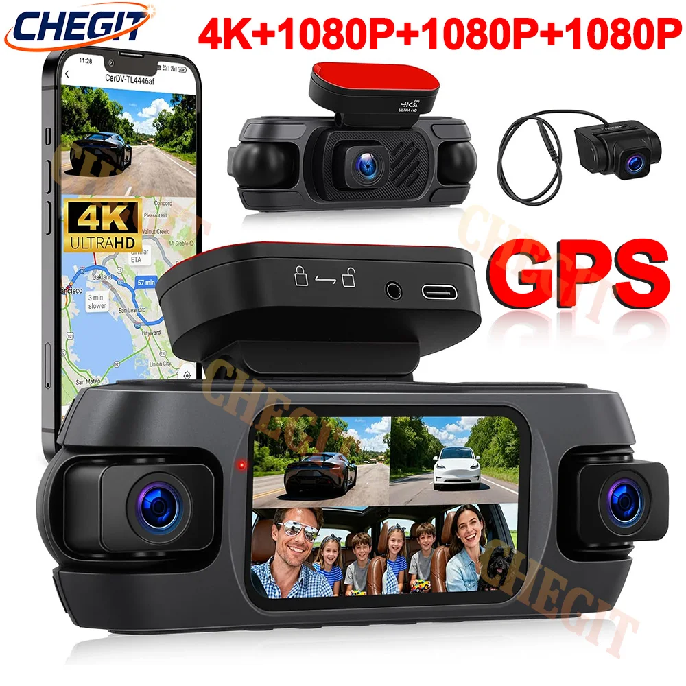 2026 NEW 4K+1080P*3 4Lens Car DVR 360 Degrees Video Recorder Dash Cam Front Right left Rear View camera 24H Car accessory