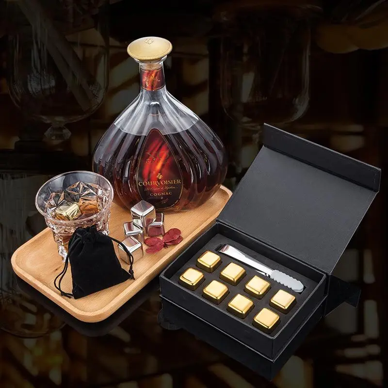 

Ice Wine Stone Set Stainless Steel Ice Cube Gift Box EVA Inner Card Metal Ice Grain Gift Box Packaging Box