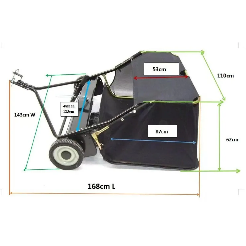 Pengumpul Daun Derek Rumput Tarik Di Belakang Penyapu Rumput Besar