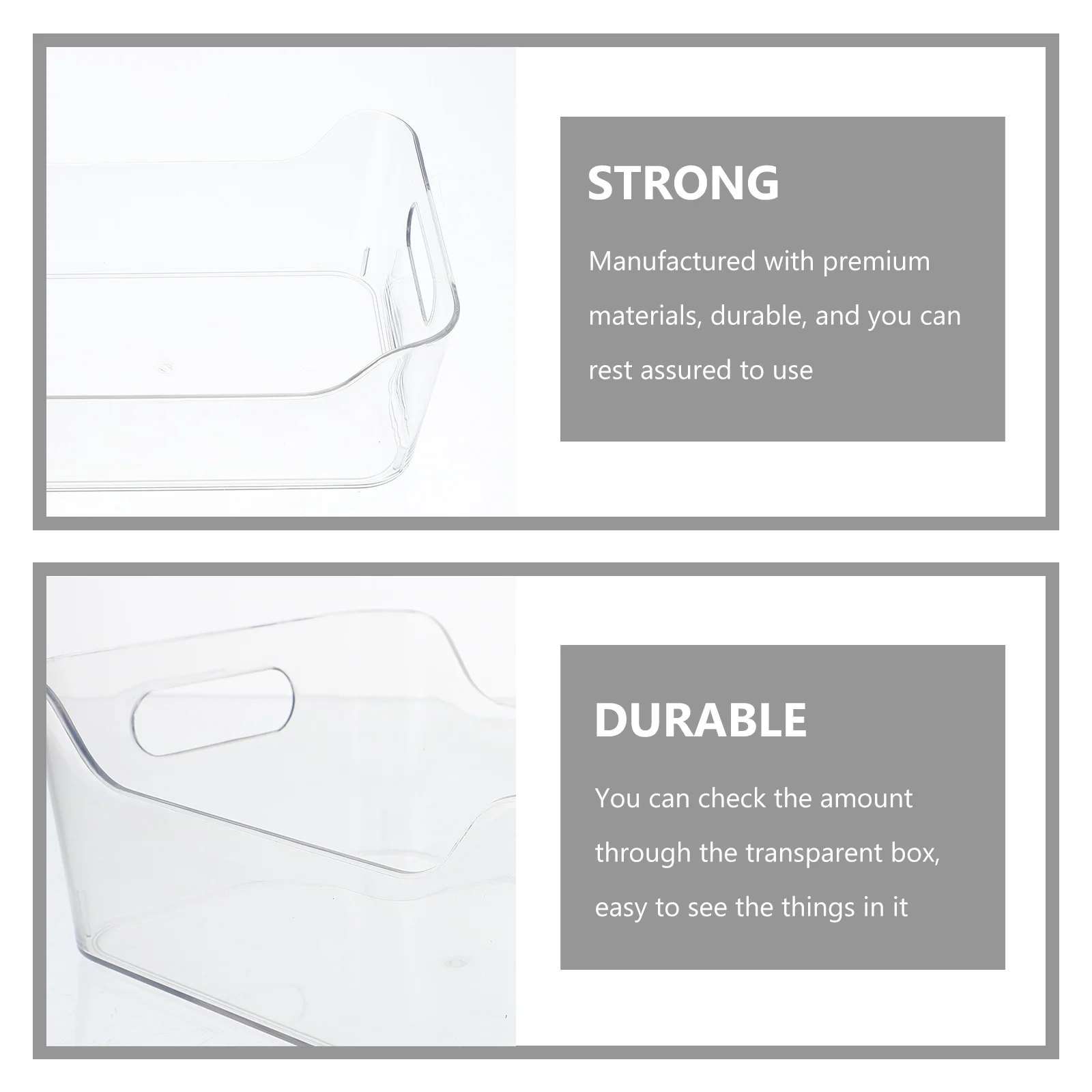 

2Pcs Multi-Use Storage Bins Fridge Organizers Clear Box Easy to See Contents Odorless Perfect for Cheese Vegetables