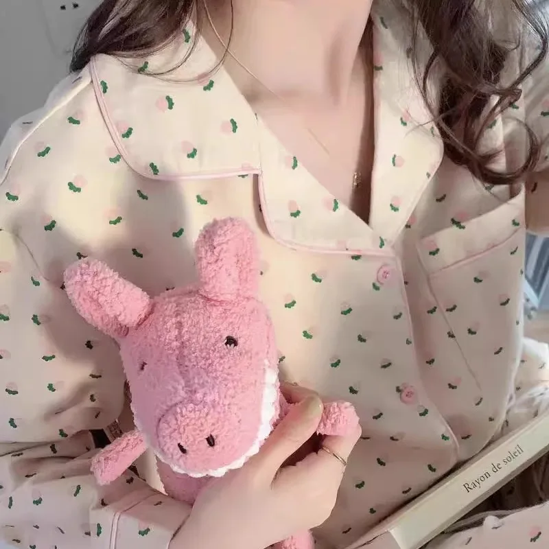 Stberry Pattern Pure Cotton Long Sve Spwear Women's Sweet Sle Floing Home Clothes Set Can Be Worn outside image 3