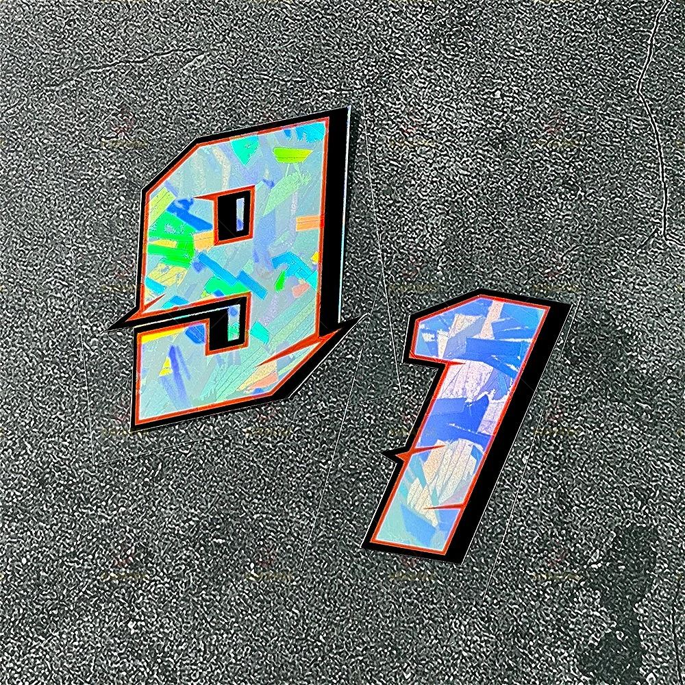 2pc Holographic Carbon Effect Motorcycle Number Stickers for DIY Racing Fairing Fuel Tank Helmet Scooter Waterproof Vinyl Decals