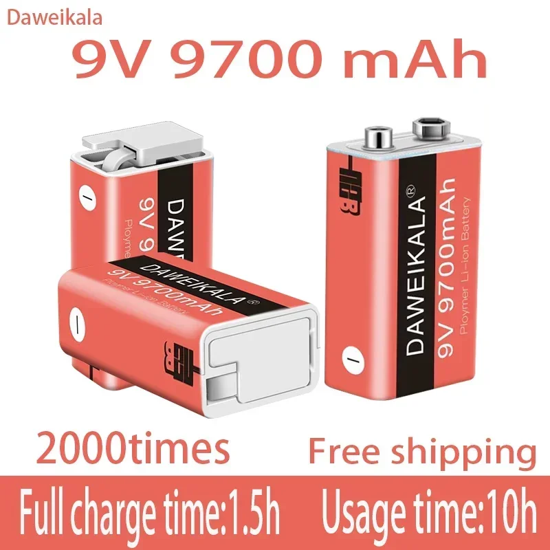 New 9V 9700mAh li-ion Rechargeable battery Micro USB Batteries 9 v lithium for Multimeter Microphone Toy Remote Control KTV use