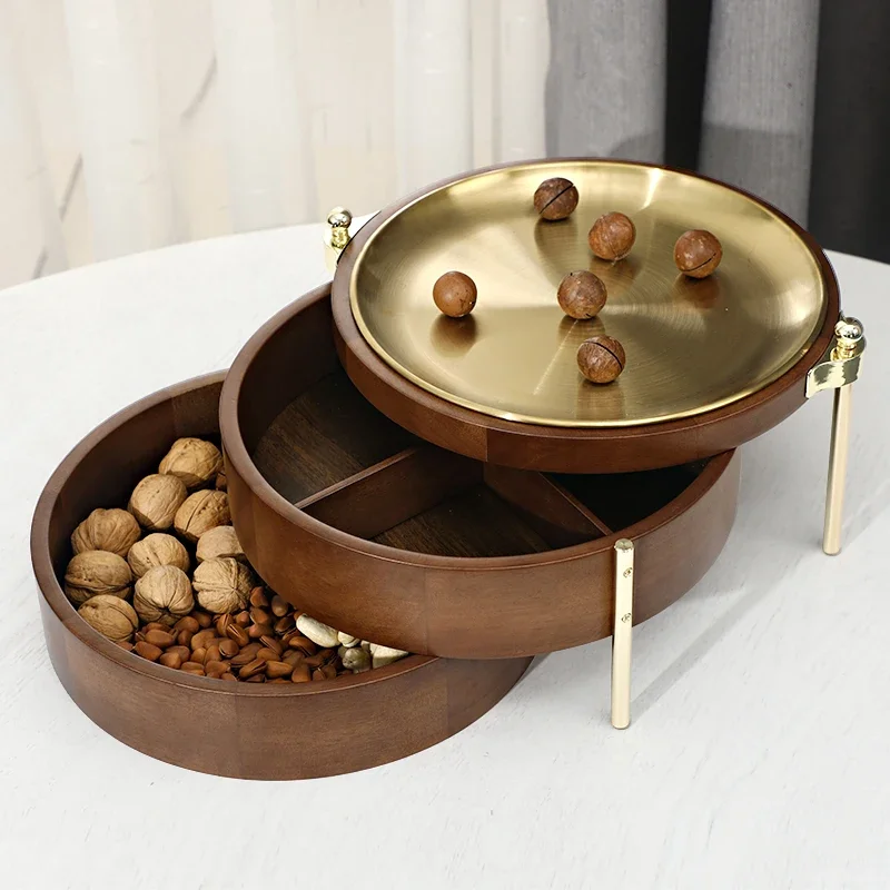 Three-layer dried fruit plate, nut storage box, household living room, tea table, and snack candy box. - view 2