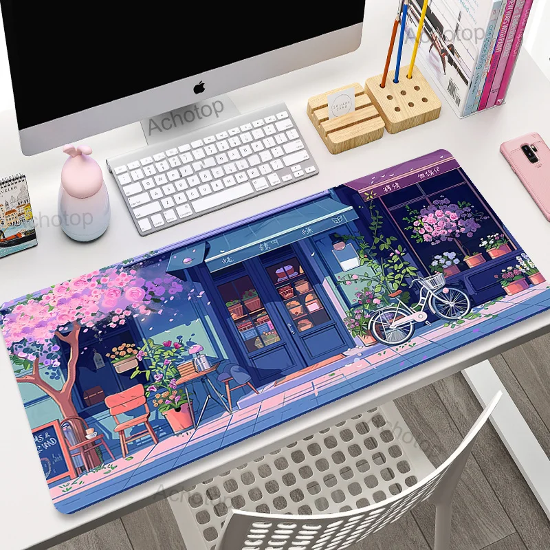

Pink Kawaii Mouse Pad XXL Purple Laptops Gaming Desk Pad Flower Mousepad Anime Office Carpet Gamer Keyboard Computer Desk Mats