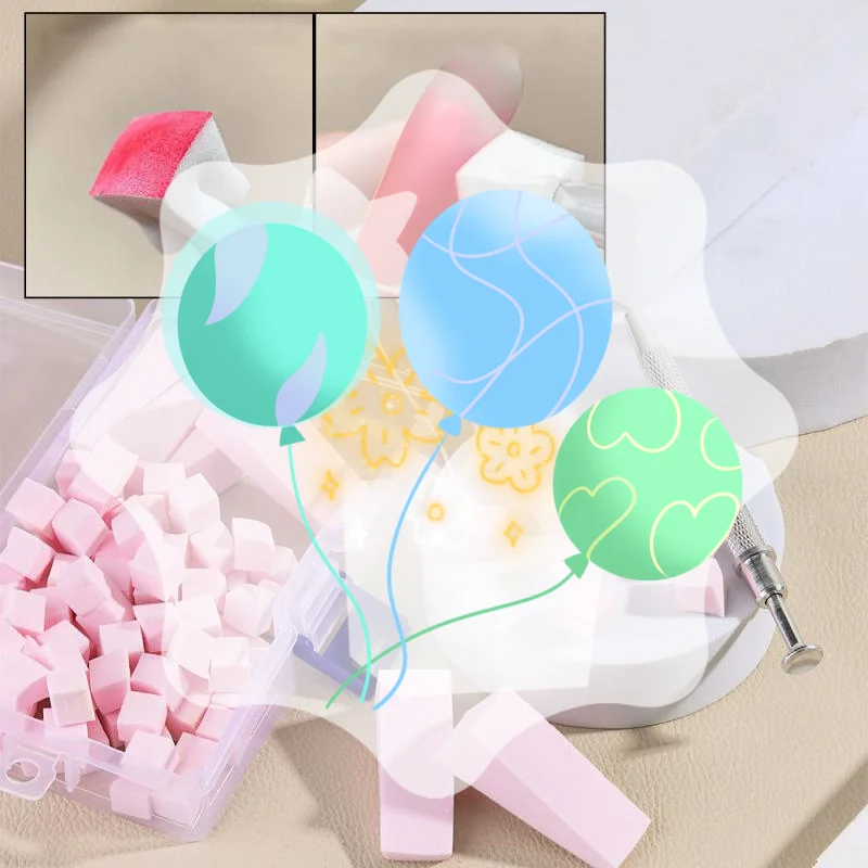

1 Box Soft Nail Sponges For Ombre Powder Gradient Effect Makeup Foam Nail Art Sponges Brush With Grabbing Pen Manicure Tools