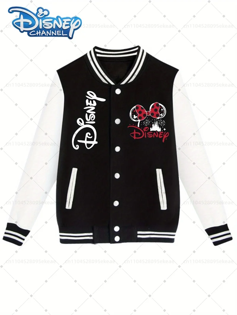

Disney Licensed Minnie Mouse Bow Jacket Men's and Women's Fashionable Casual Street Sports Loose Jacket, Autumn and Winter Top
