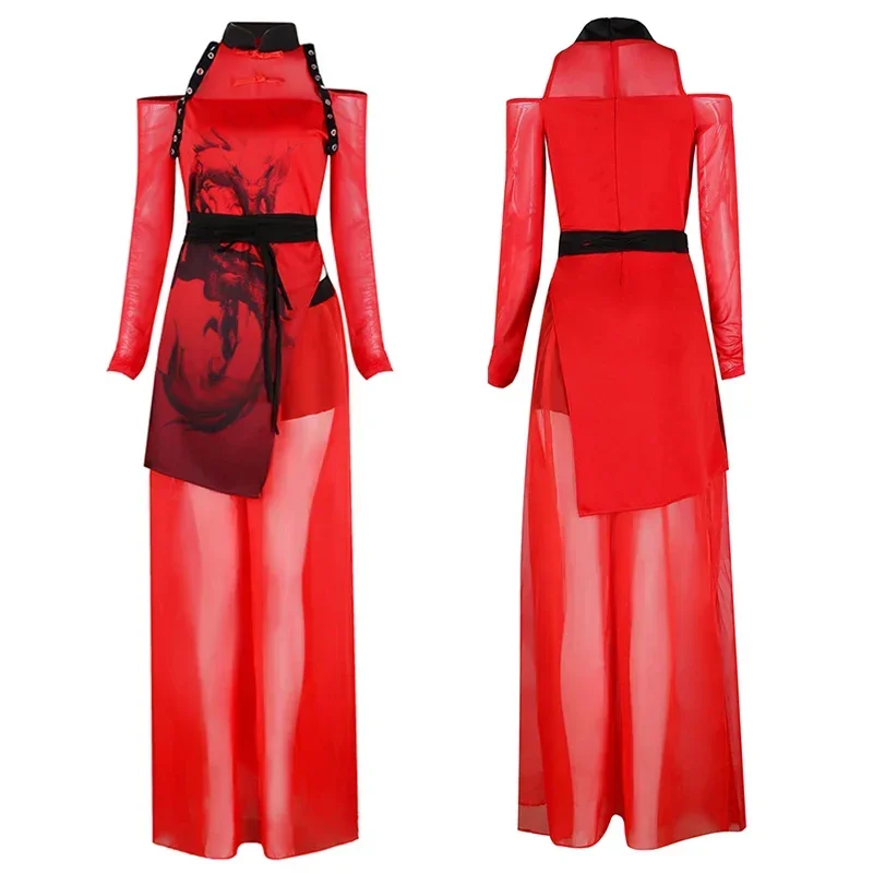Women Jazz Dance Costumes Girls Group Gogo Dancers Performance Hip Hop Stage Wear Chinese Style Red Loose Outfits