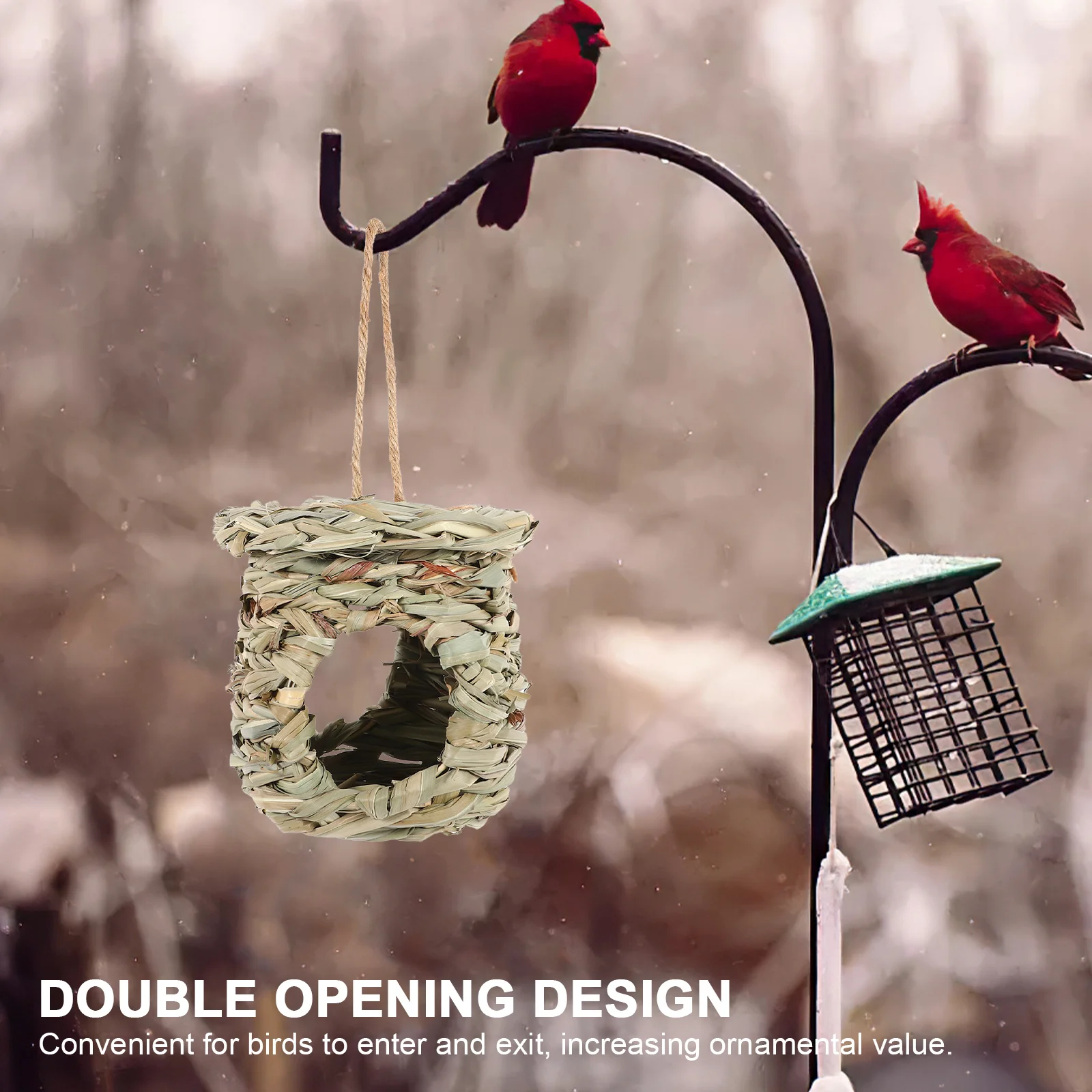 

Handwoven Bird House Rough Nesting Material Wide Bottom Space Hummingbird Parrot Breeding Cottage Decor Hanging Hummingbird Nest