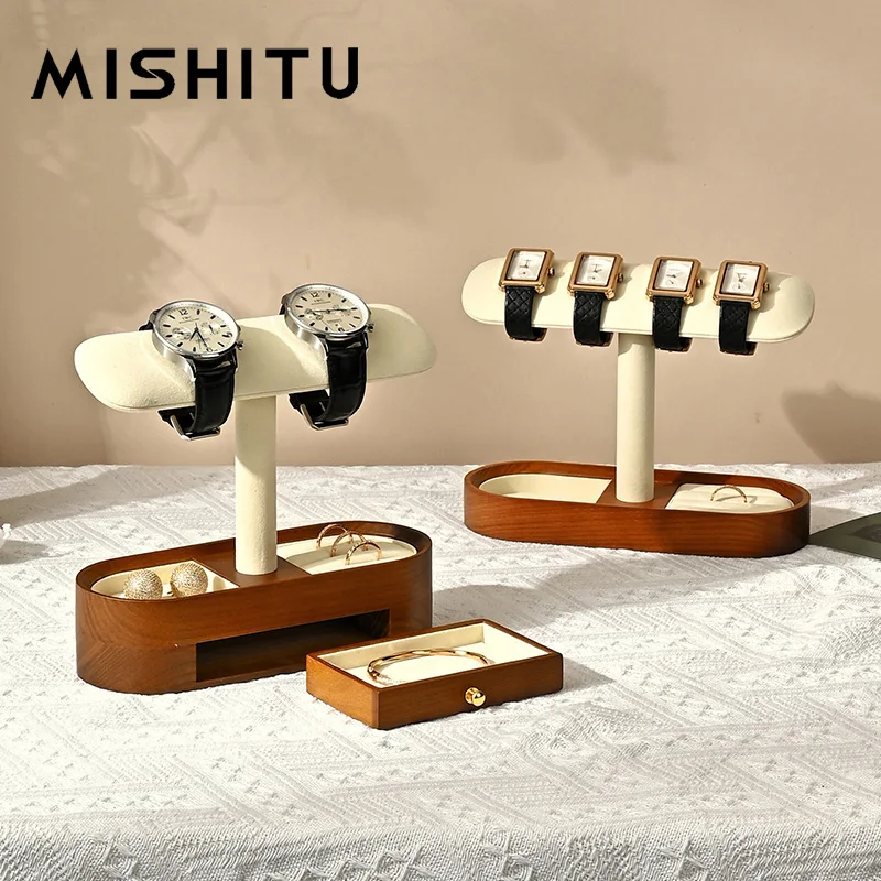 

MISHITU Multifunctional Watch Display Storage Rack New Solid Wood Wrist Watch Stroage Rack Bracelet Jewelry Display Stand Props