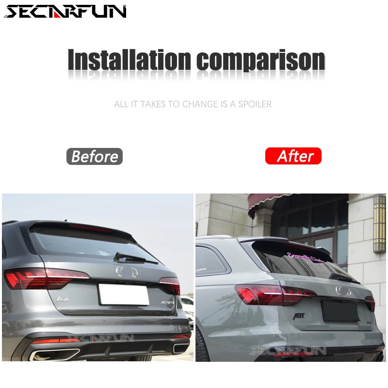 For AUDI A4 B9 Avant Spoiler Carbon Fiber ABS Plastic For AUDI A6 C8 Avant Spoiler Stick-on Roof Extension Tuning A4 Accessories