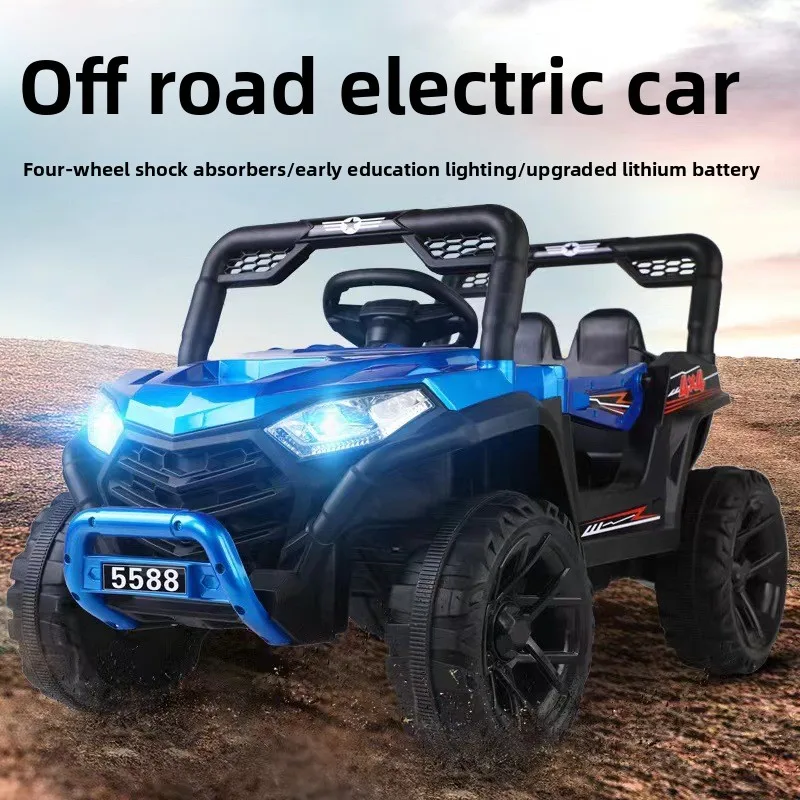 Children's electric four-wheel remote control car, dual drive, rotatable seat, plastic material, suitable for boys and girls