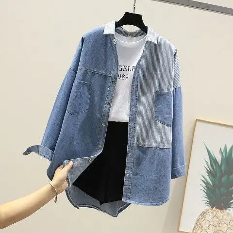 

New Women Denim Shirts Spring Autumn Long Sleeve All-Match Jeans Blouse Female Casual Shirt Lady Tops Outerwear TT138