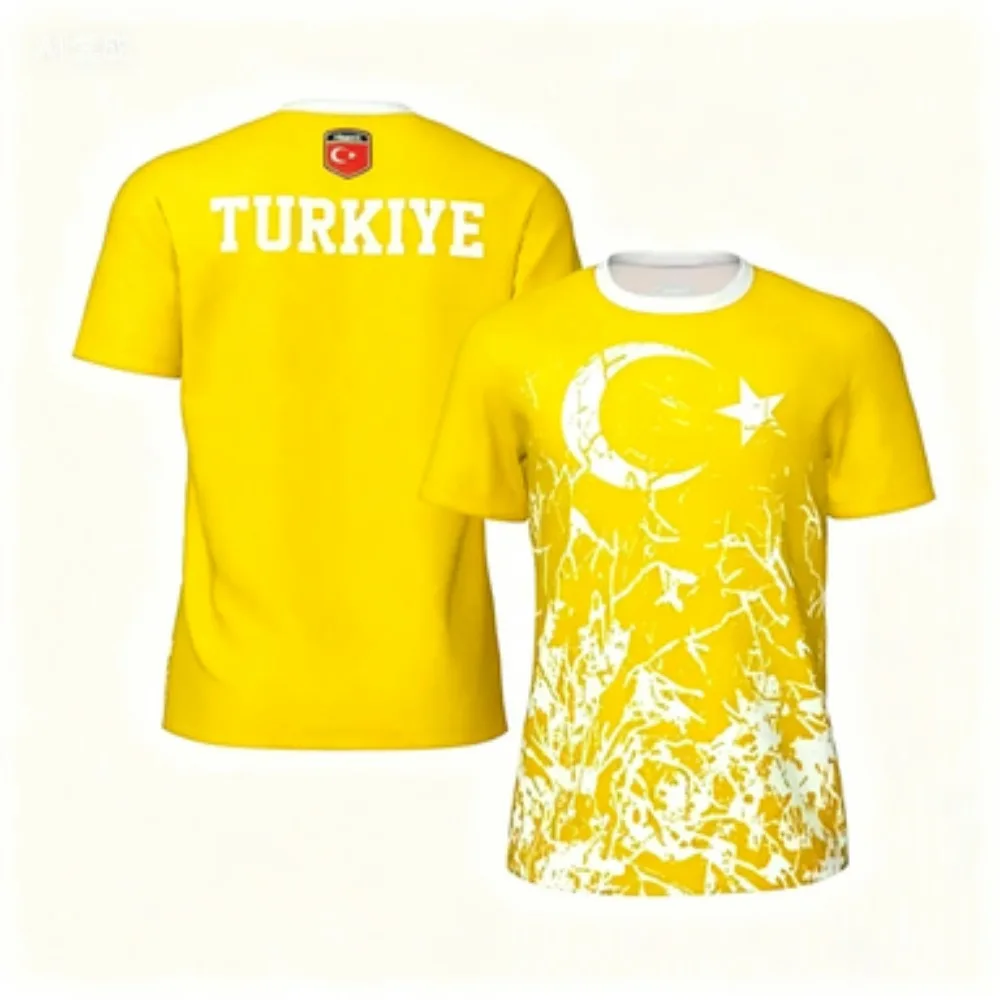 موضة Türkiye العلم كرة القدم تي شيرت الصيف عادية قمصان قصيرة الأكمام ثلاثية الأبعاد الطباعة تي شيرت رياضي فضفاض الشارع سريعة الجافة