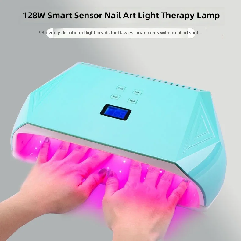 128W Nail Lamp LED UV Gel Curing Light, Rechargeable Fast Dry Nail Dryer for Home Salon, Professional Nail Art Light Tool