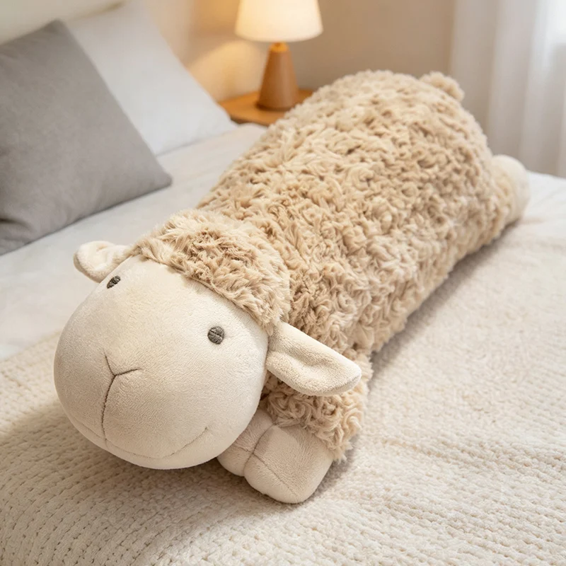 

Cute Sheep Plush Long Pillow 3 Colors Soft Fluffy Lamb Body Pillow for Sleeping, Sofa Decor and Stress Relief.