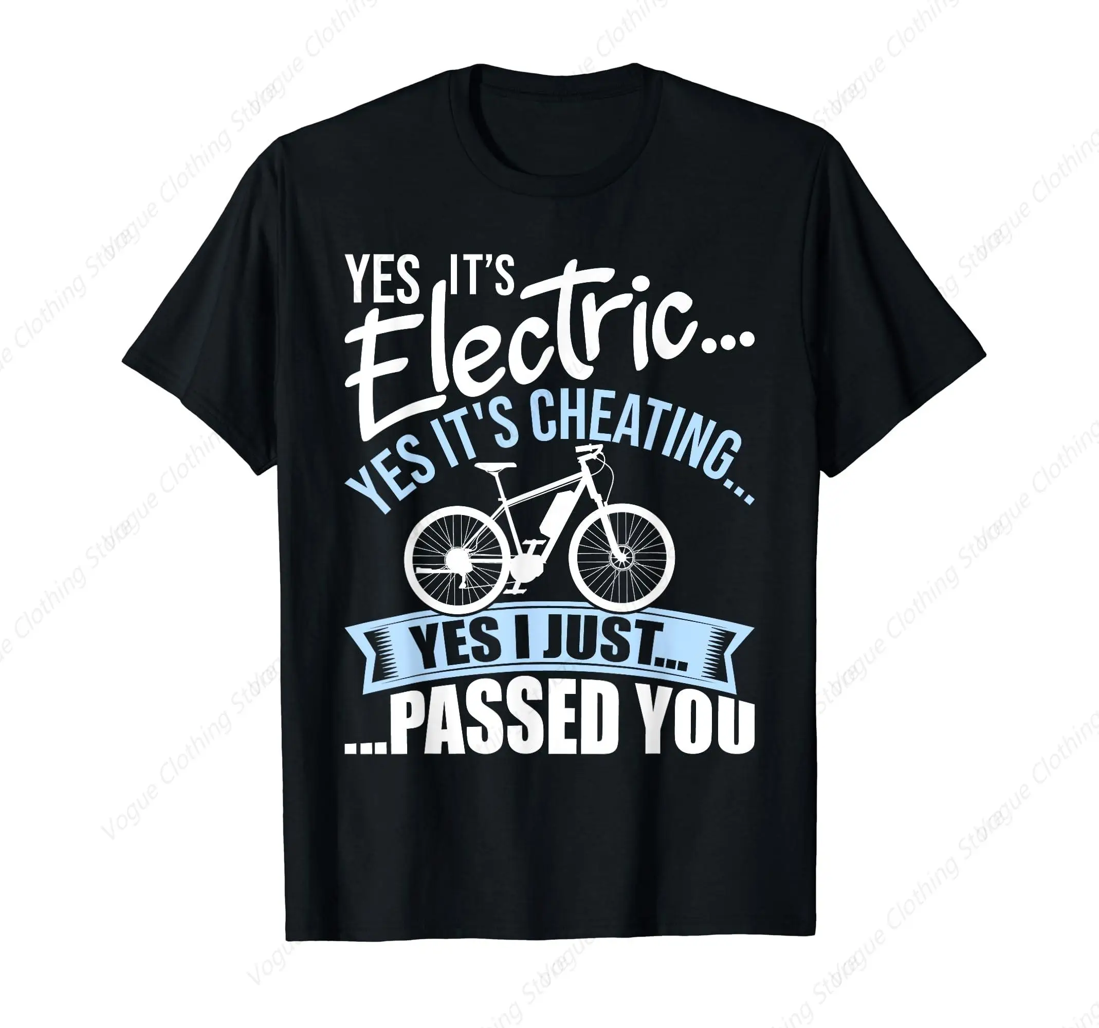 Yes It'S Electric Yes It'S Cheating E-Bike Electric Bicycle T-Shirt Soft Short Sleeves Cotton Tee Round Neck Leisure Daily Tops