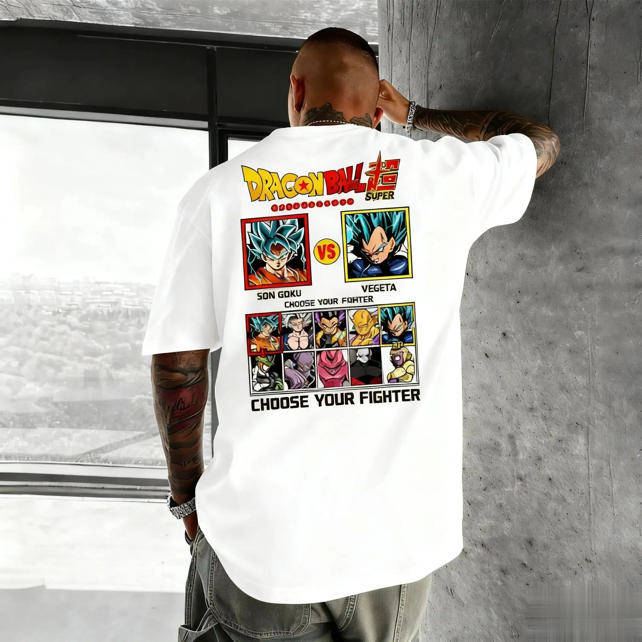 2026 Summer Dragon Ball Oversized T-shirt High Quality Cotton Majin Vegeta Printed Unisex Retro Casual
