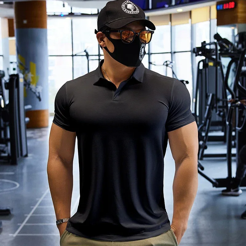 Uomo Dry Fit Compression felpa uomo manica corta atletica abbigliamento palestra Fitness abbigliamento sportivo top Golf t-shirt abbigliamento sportivo