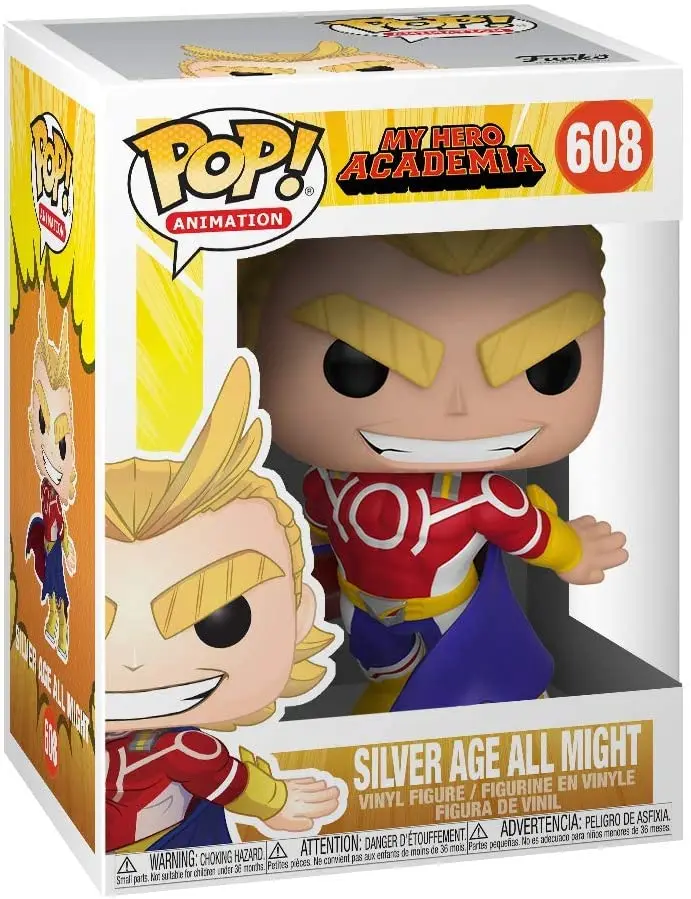 Funko POP My Hero Academia Silver Age All Might 608 #   Figura de Vinilo de 10 cm, Muñeco Coleccionable de PVC, Juguetes para Niños, Regalo de Cumpleaños