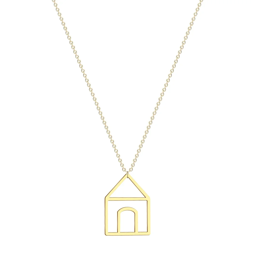 Stainless Steel Necklaces Little House Pendant Necklace Romantic Home Gift Stylized House Pendant Gift for Friend Moving Gift