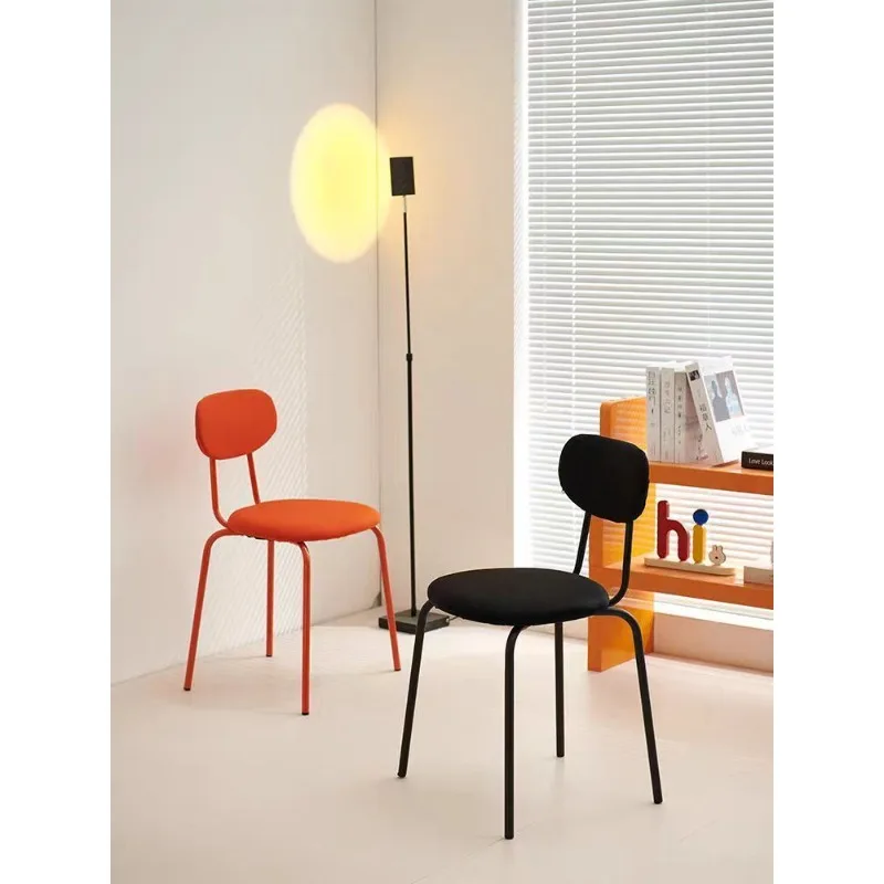 

Minimalist Dining Chair for Bedroom, Iron Backrest Study Desk Chair, Comfortable Makeup Chair for Long Sitting Nordic Furniture