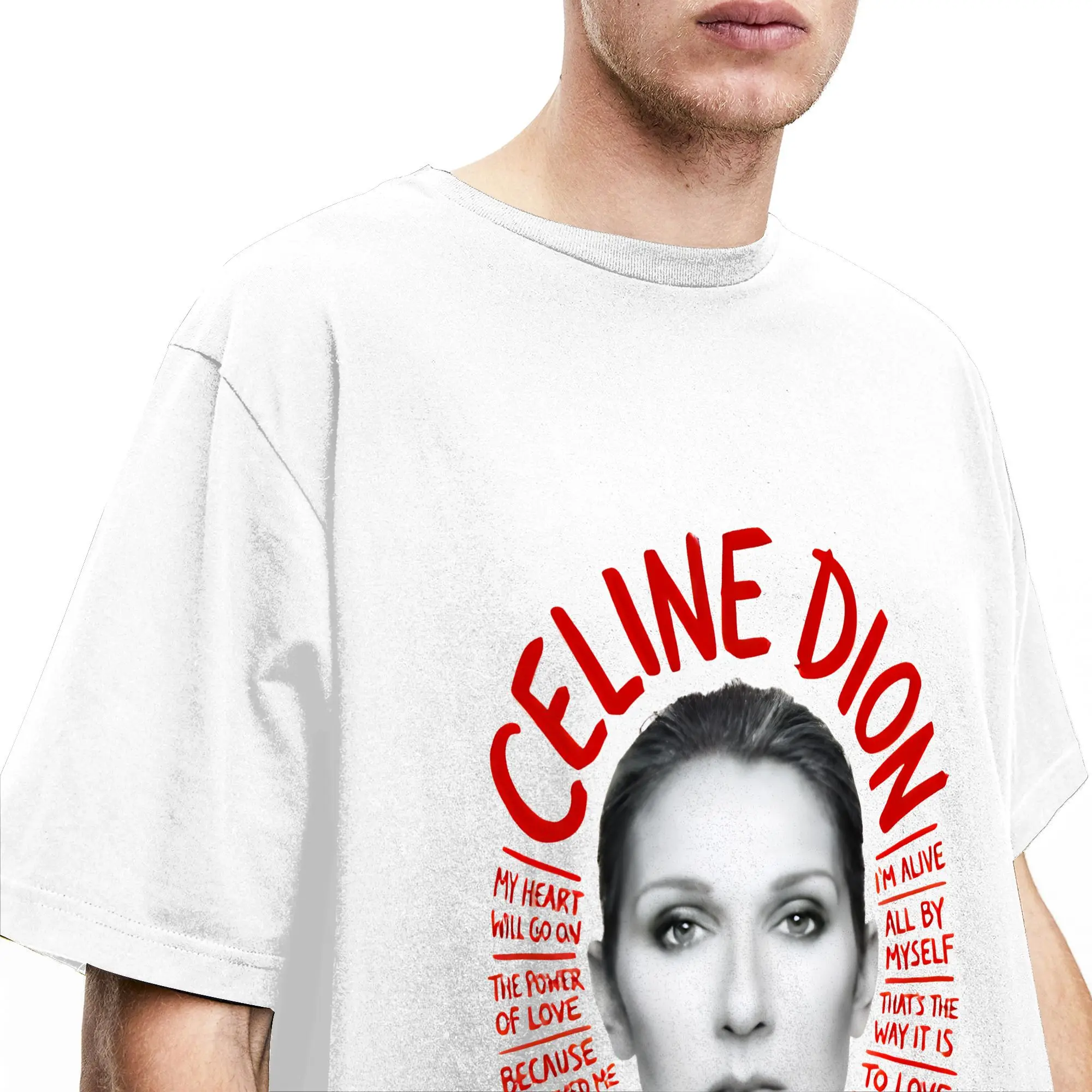 C-Celineds Dion Legend T-Shirt, Sommer-T-Shirts aus reiner Baumwolle für Herren, Neuheit, lässiges T-Shirt, kurzärmelig, tolle Oberteile – Detail 3