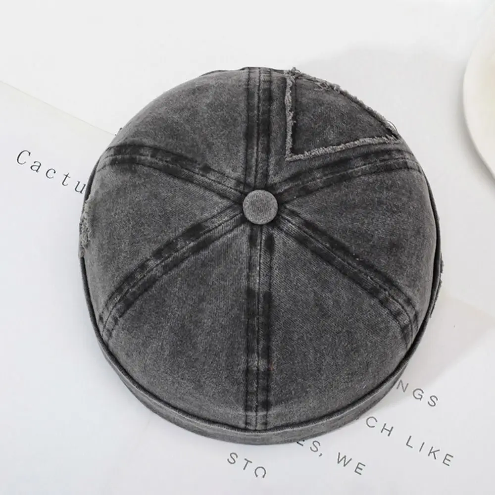 

New Retro Brimless Hat Adjustable Vintage Beanie Hat Rolled Cuff Melon Docker Cap Summer Spring