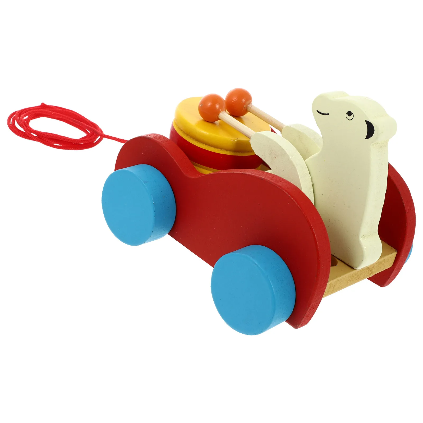 

Деревянная игрушка-медведь на колесиках для малышей, развивающая когнитивные способности, мультяшная машинка для тяги