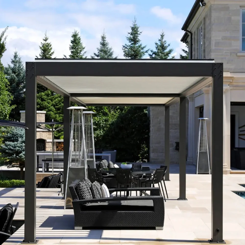 Outdoor Aluminum Pergola Gazebo Waterproof Adjustable Roof Sunshade Pavilion Modern Garden Patio Awning Pergola Structure System