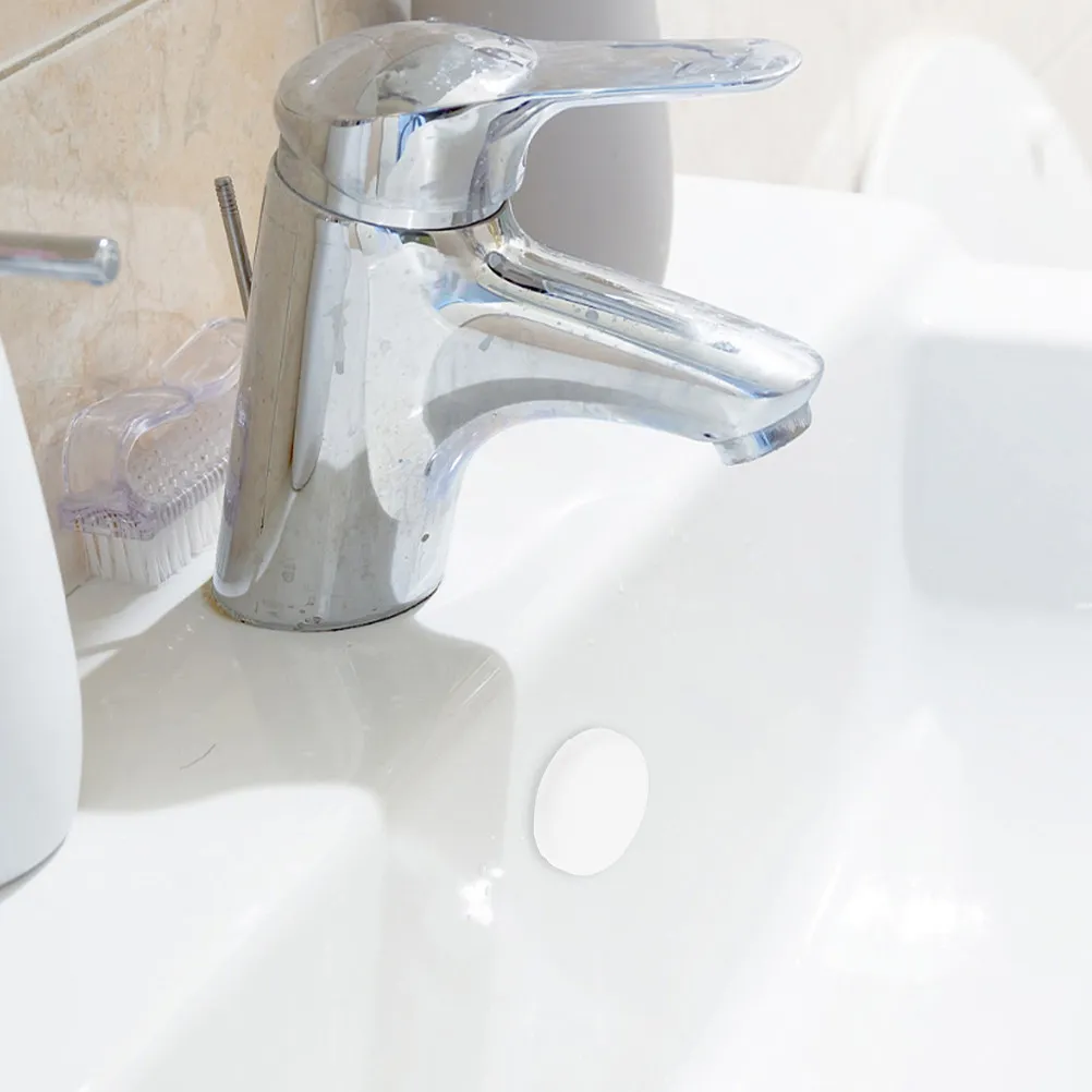 10Pcs Washbasin Overflow Cover Round Drain Cap for Sink Bathtub Bathroom Tight Seal Easy Press in Installation White