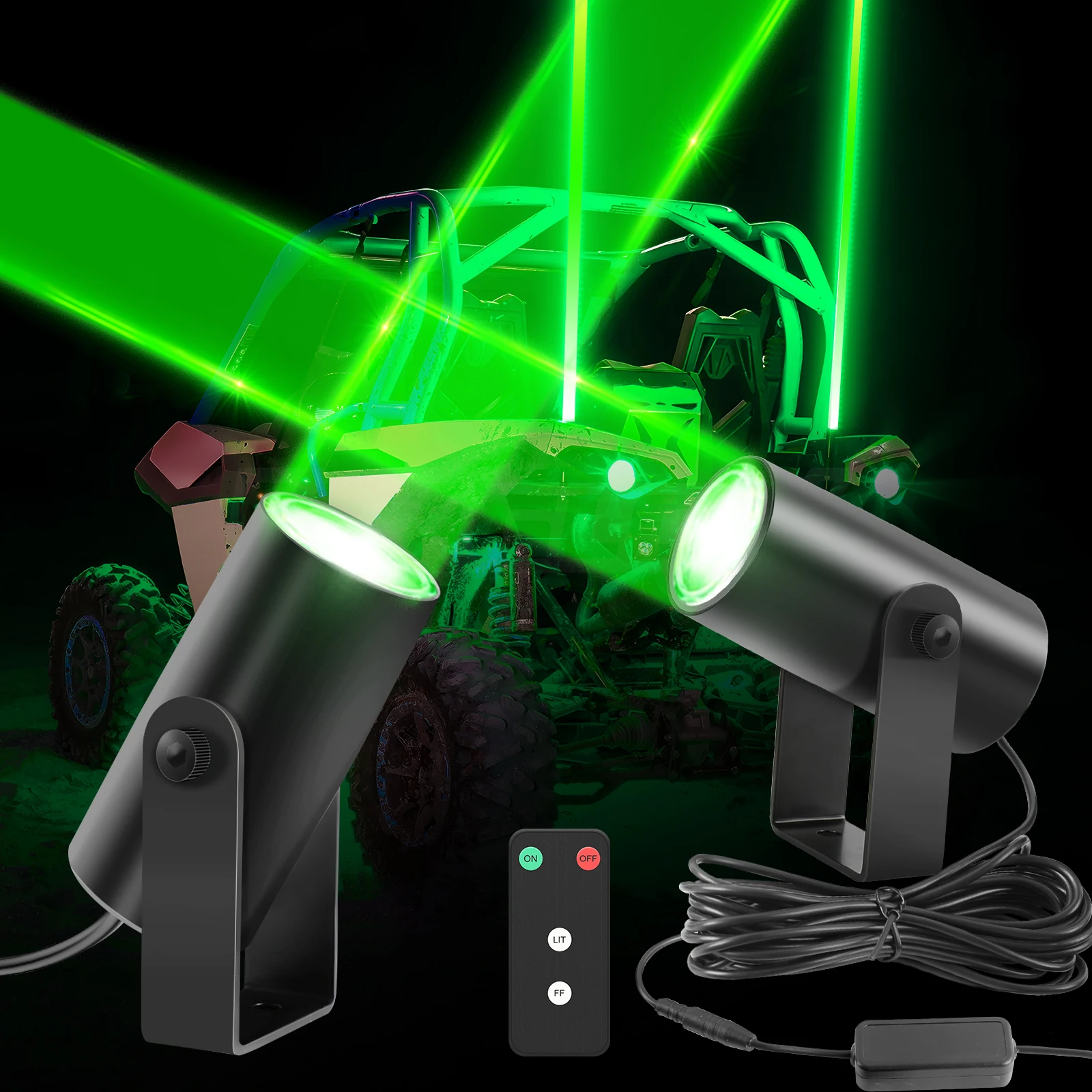 

HAOLIDE 3inch LED Whip Light Green 12V 24V Wireless Antenna Remote Dual Controller Super Bright For 4X4 Boat Motorcycle 12V 24V