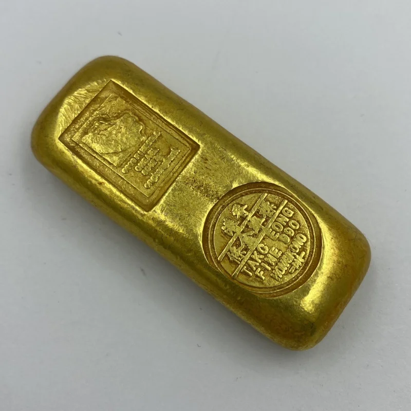 Antique Gold Ingot Pure Copper-Plated Gold Gold Ingot Gold Ingot Collection Copper-Plated Gold Gold Ingot Hong Kong Lion's Head