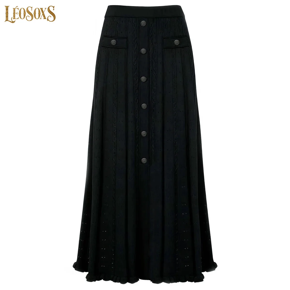 LEOSOXS High Quality Spring And Autumn New Women's Fashionable Temperament Commuting Knitted Long Sleeved Top Jacket+Skirt Set