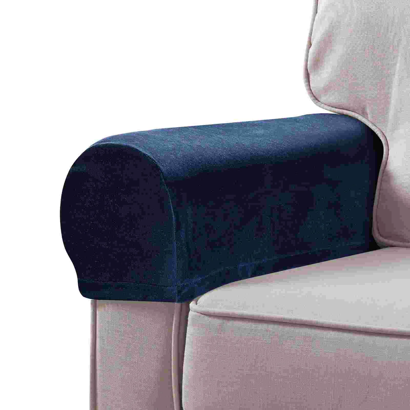 

2 Pcs Sofa Protector for Living Room Slipcovers Armchair Armrest Navy Blue Couch Universal Towel Non-slip Office