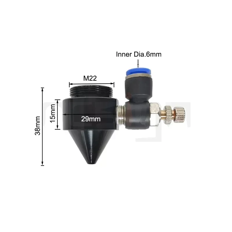 CO2 Laser Lens Tube Outer Diameter 25mm 24mm 22mm 21mm for Lens Dia.20mm FL 50.8/63.5/101mm Air Nozzle Output Laser Machine