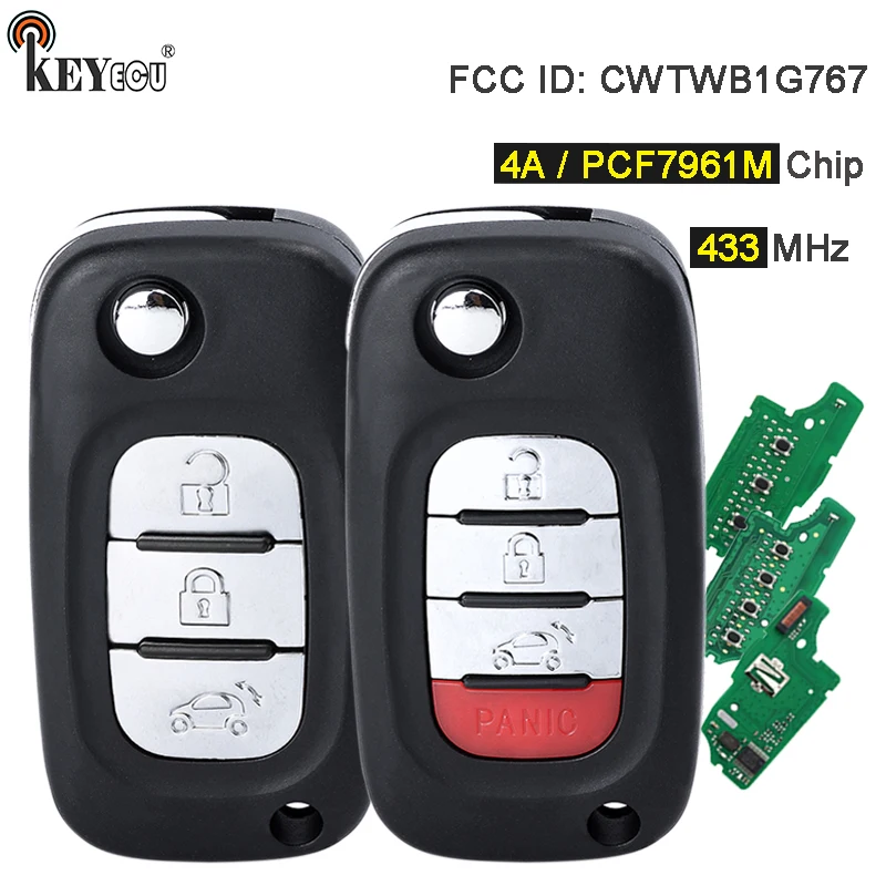 

KEYECU 433 МГц 4A/PCF7961M Чип FCC ID: CWTWB1G767 Откидной дистанционный автомобильный брелок для Mercedes Benz Smart Fortwo 453 Forfour 2015-2017