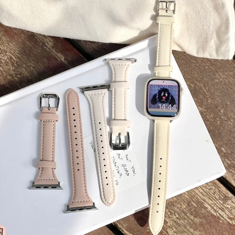スリムレザー時計バンド Apple Watch 38/40/41 ミリメートル互換性のある薄型女性用バンド iWatch 98765432SE に適した高品質バンド