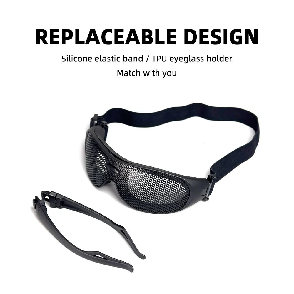 Tactical Hunting Glasses Headwear Goggles Shooting CS Sports Glasses Paintball Hunting Steel Mesh Anti Impact Safety Protective