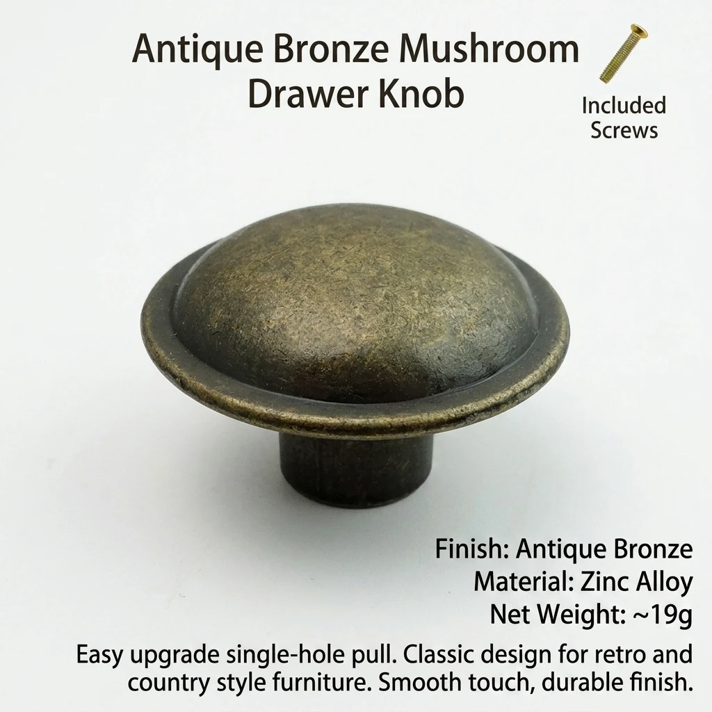 Cabinet Knob Easy Install Drawer Pull Handle for Kitchen Wardrobe Retro Antique Bronze Zinc Alloy Furniture Hardware Decor