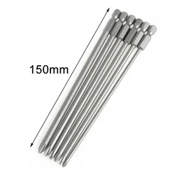 6pcs 150mm Ultra Long Cross Head Screwdriver Bits Set Magnetic Cross Head 1/4in Hex Shank For Electric Screwdriver Drill Bits