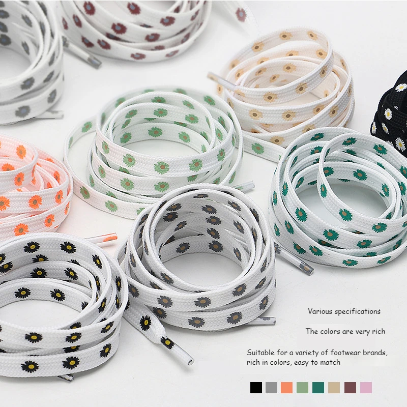 New Little Daisies Shoelaces Printing Flat Shoe laces For Sneakers High-top Canvas Laces Shoes Sports Shoelace Shoe Accessories