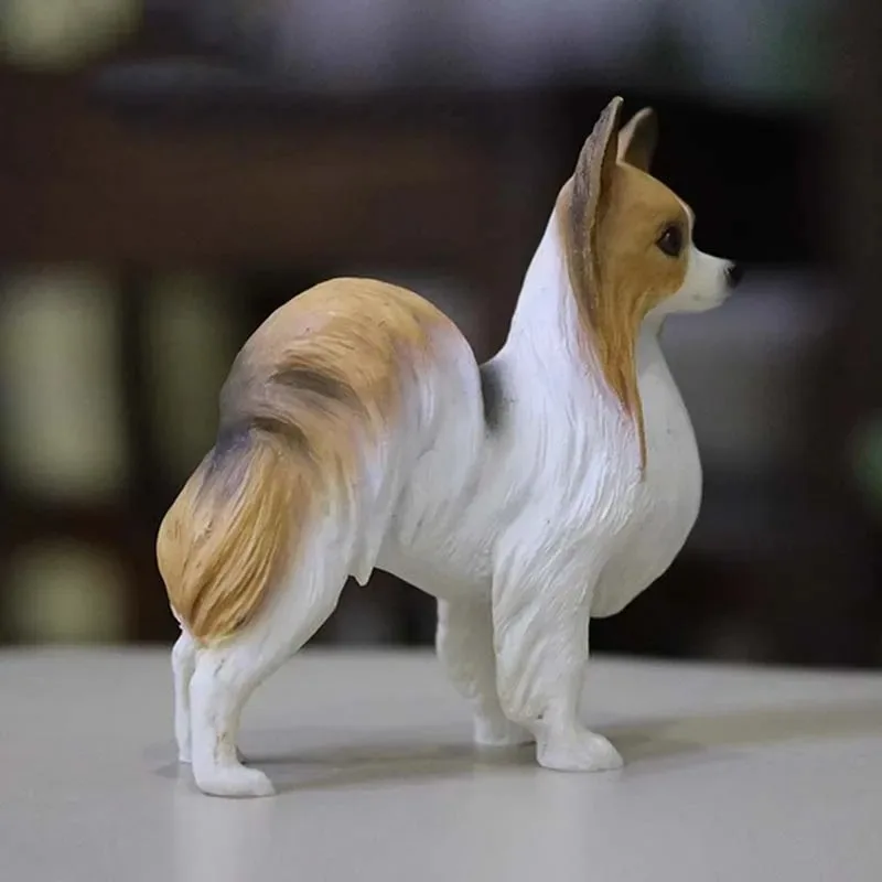 Mini modelo de perro Babylonian Papillon a escala 1/6 para decoración de simulación de 12 pulgadas figuras de juguete hechas a mano