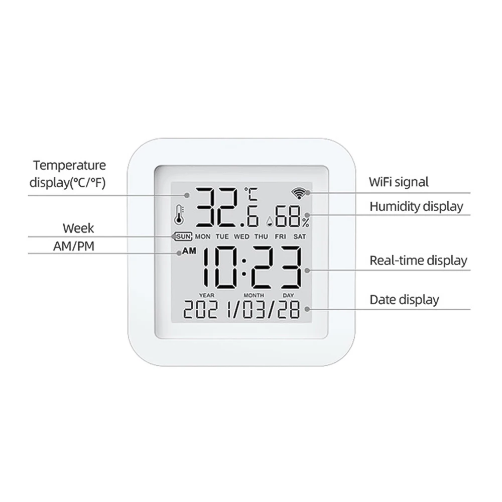 Tuya WIFI Temperature & Humidity Sensor for Smart Home var SmartLife Thermometer Hygrometer Support Alexa Google Assistant